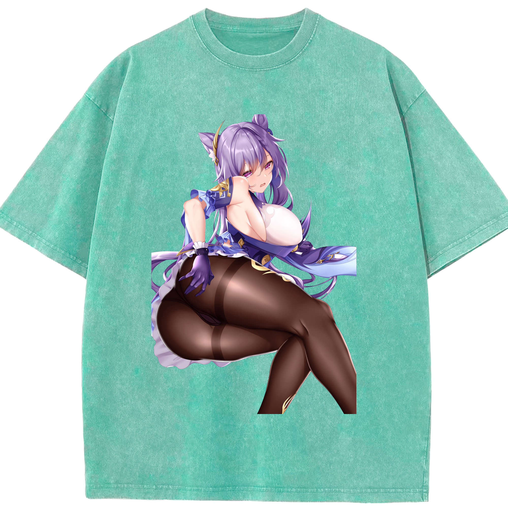 げんし神 刻晴 こくせい genshin Kokusei 綿100% ヴィンテージ風 半袖Tシャツ（フロントプリント）